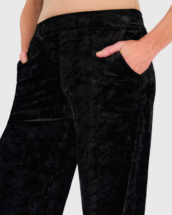 Crushed Velvet Flow Pants, Black