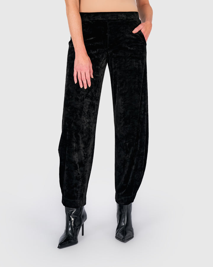 Crushed Velvet Flow Pants, Black