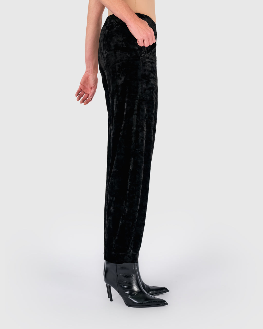 Crushed Velvet Flow Pants, Black