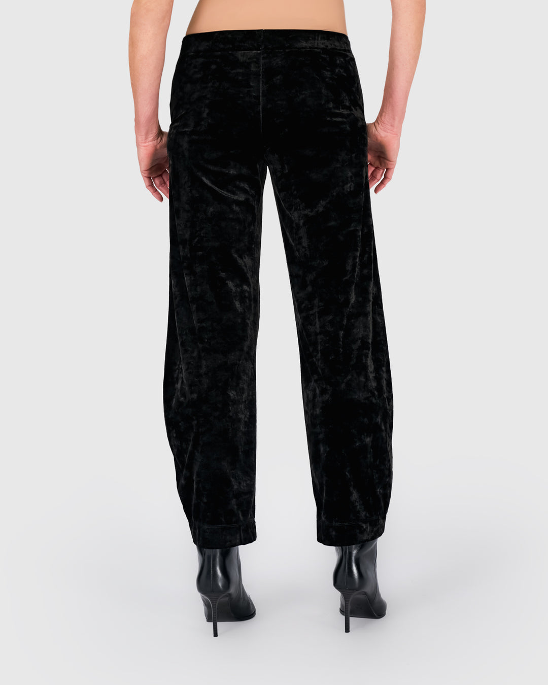 Crushed Velvet Flow Pants, Black