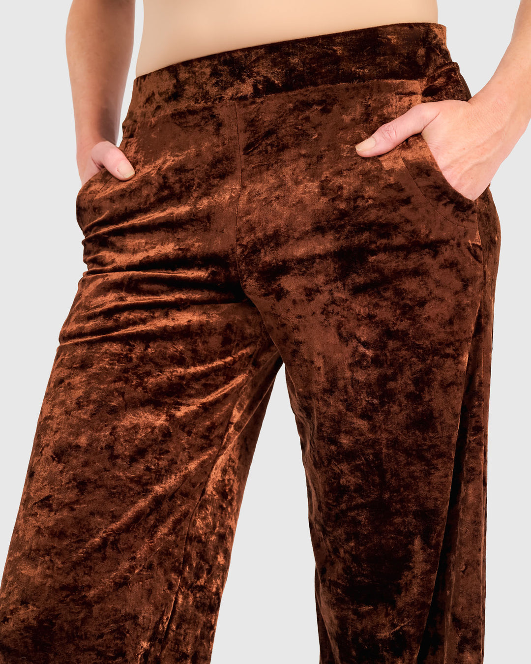 Crushed Velvet Flow Pants, Maple