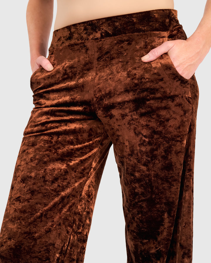 Crushed Velvet Flow Pants, Maple