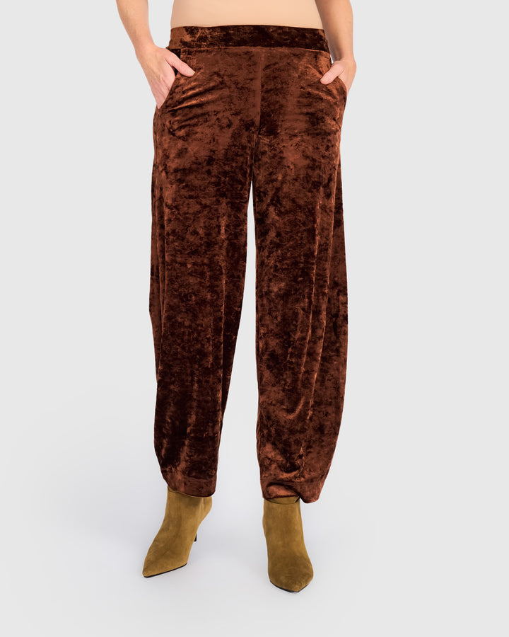 Crushed Velvet Flow Pants, Maple