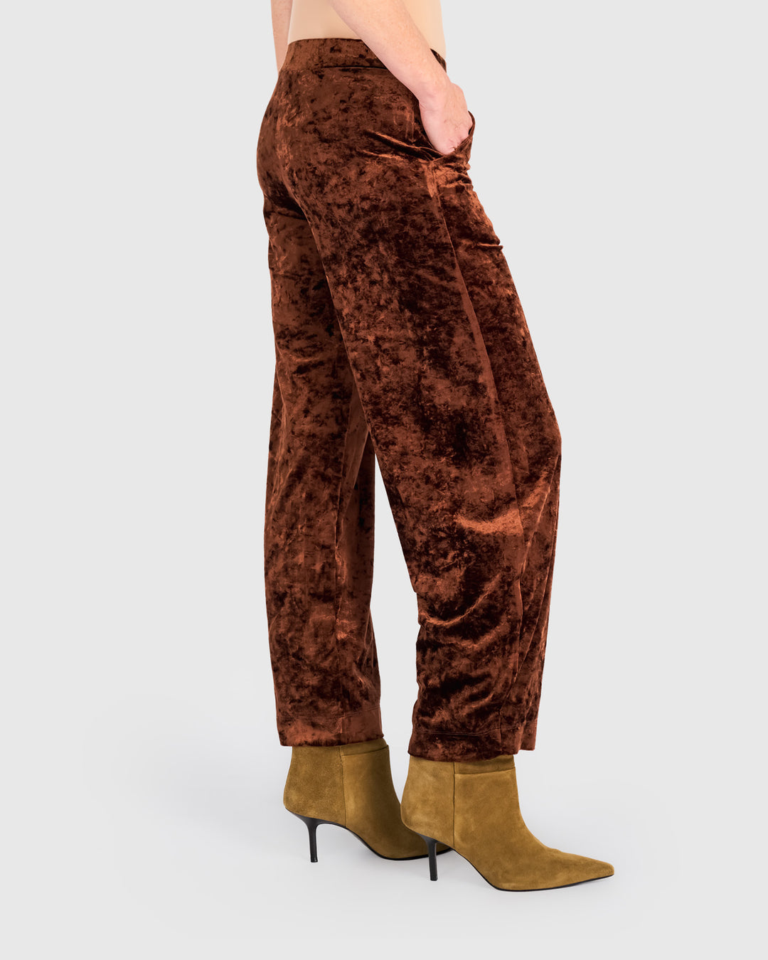 Crushed Velvet Flow Pants, Maple