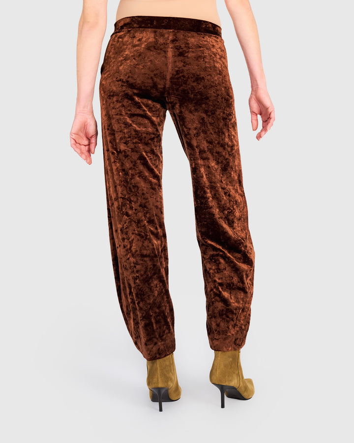 Crushed Velvet Flow Pants, Maple