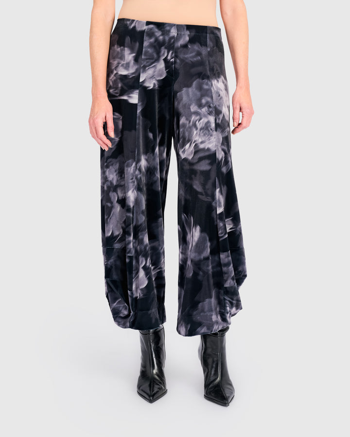 Cassis Velvet Punto Pants, Smoke Flora