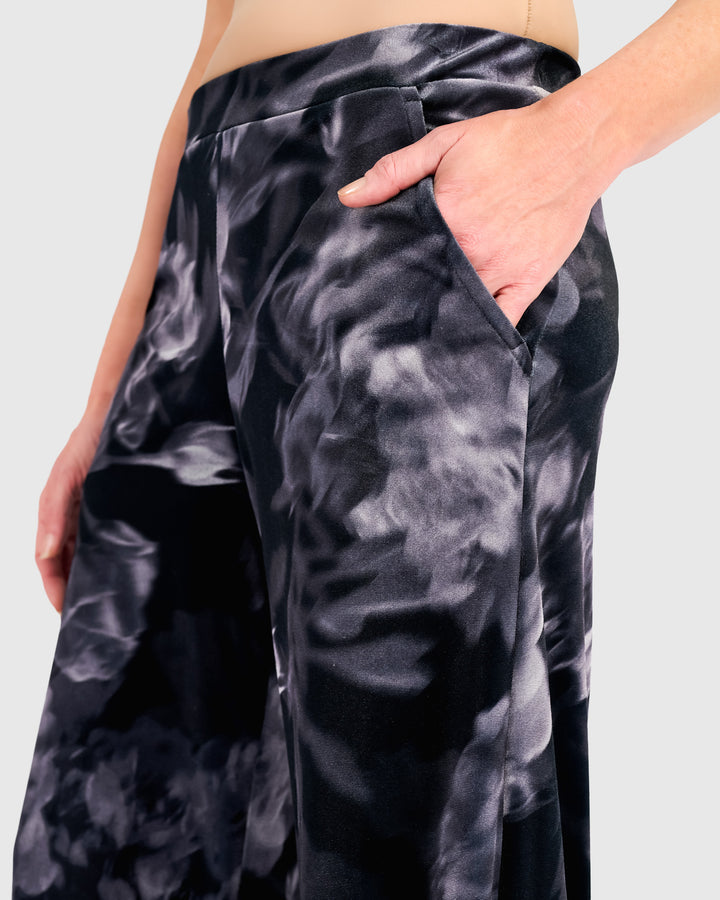 Elemi Velvet Straight Pants, Smoke Flora