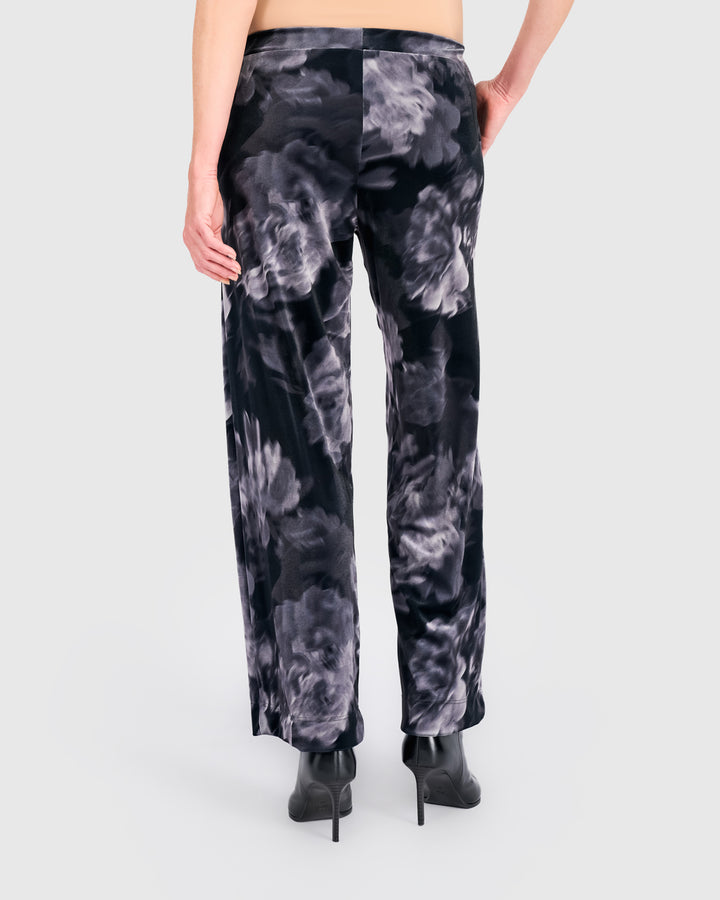 Elemi Velvet Straight Pants, Smoke Flora
