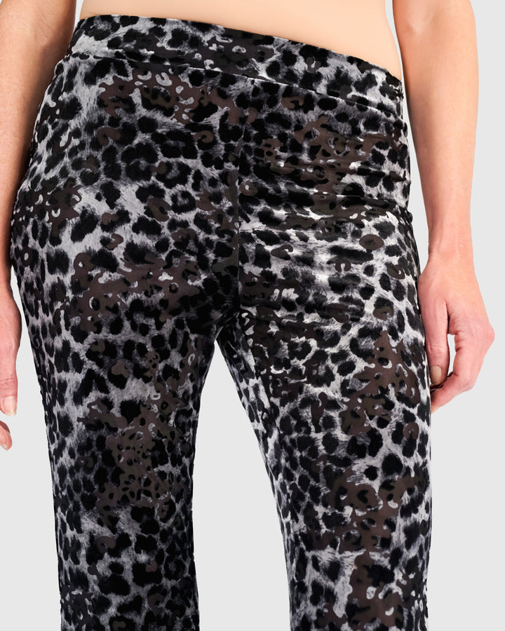 Whisker Kick Flare Pants, Pewter Leopard