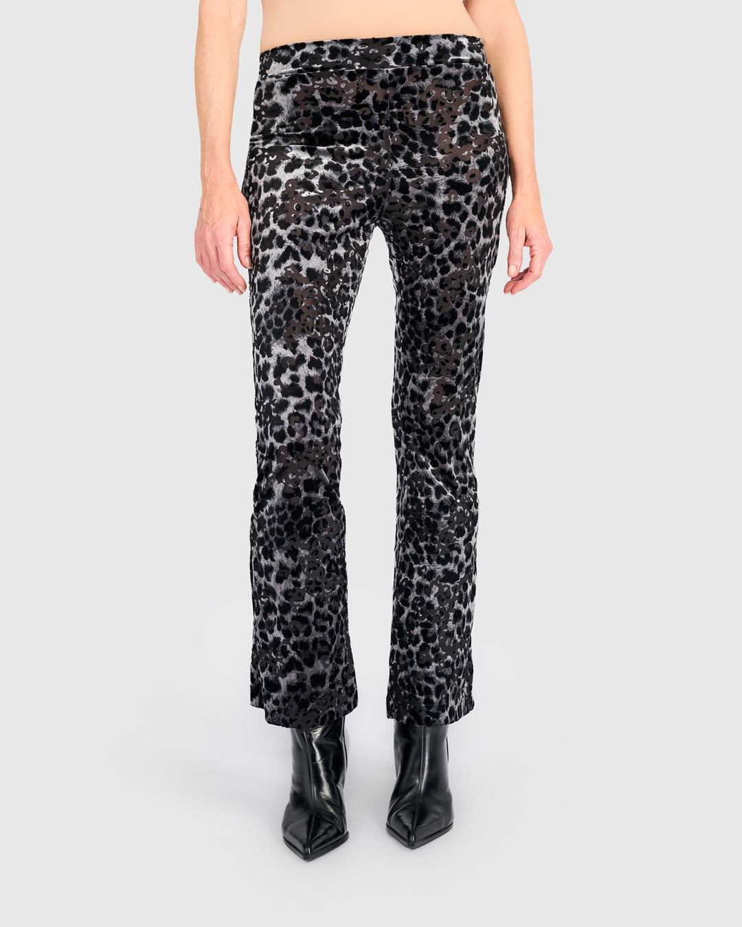 Whisker Kick Flare Pants, Pewter Leopard