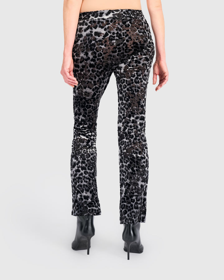Whisker Kick Flare Pants, Pewter Leopard