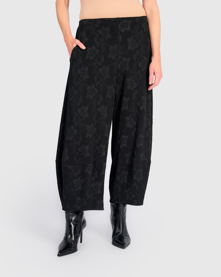 Candlewick Lantern Pants, Black Flora