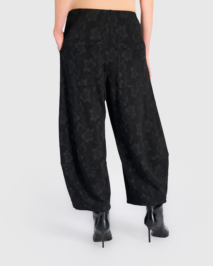 Candlewick Lantern Pants, Black Flora