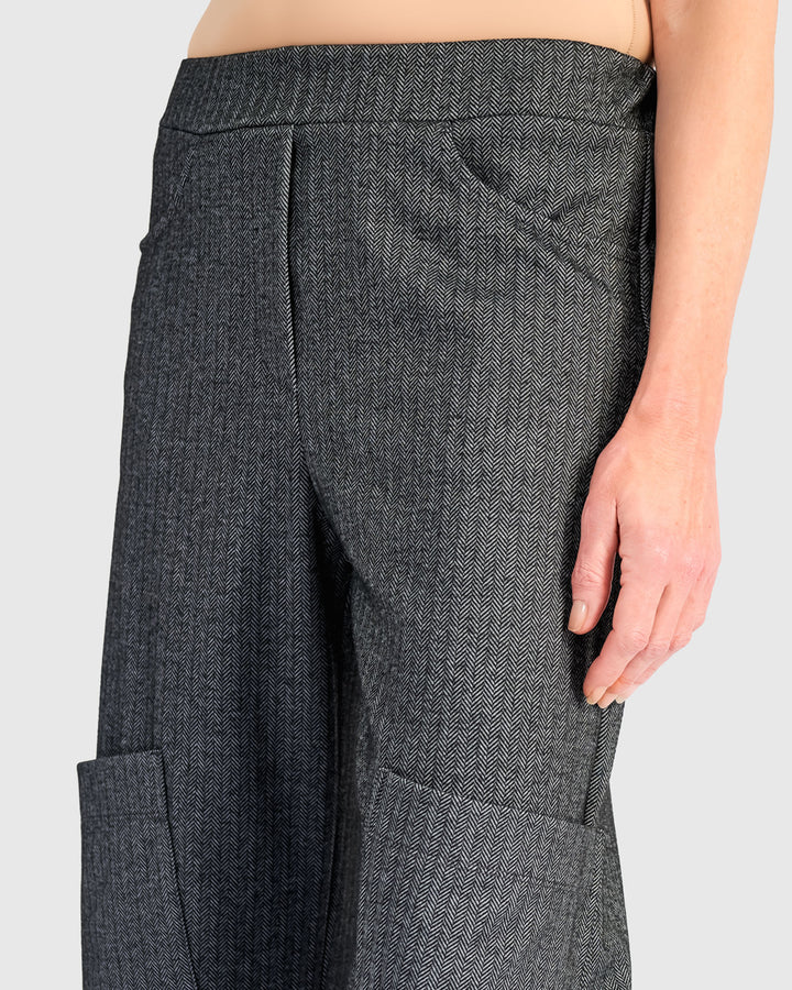 Studio Pocket Herringbone Pants, Steel