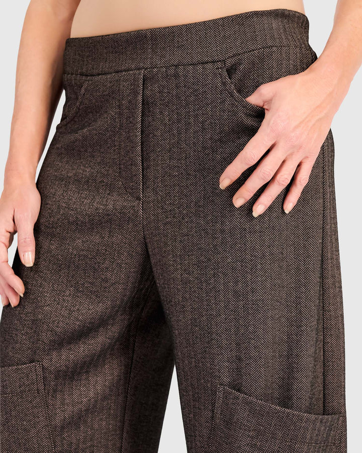Studio Pocket Herringbone Pants, Taupe
