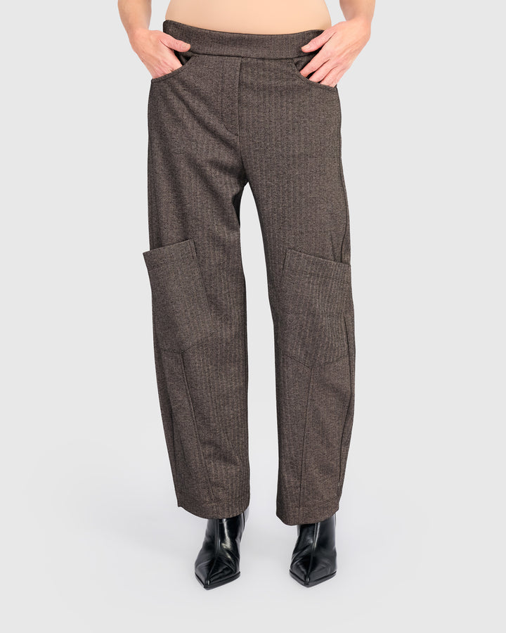 Studio Pocket Herringbone Pants, Taupe