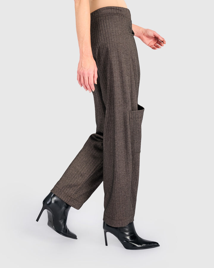 Studio Pocket Herringbone Pants, Taupe