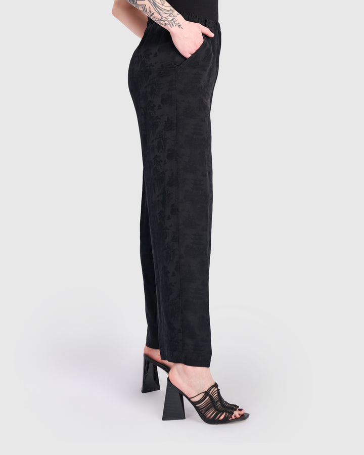 Sabi Straight Pants, Black Jacquard
