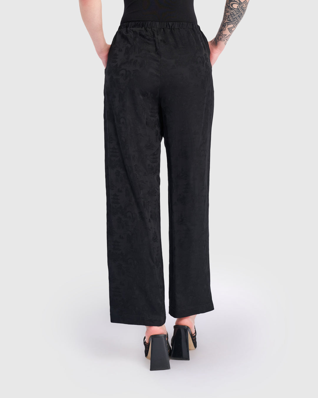 Sabi Straight Pants, Black Jacquard