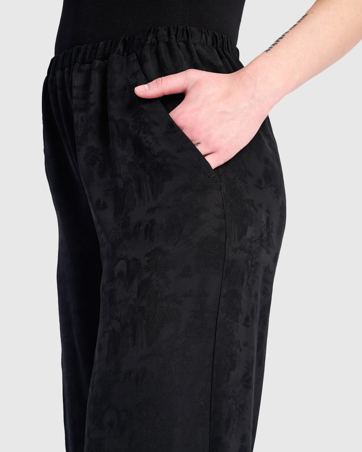 Sabi Straight Pants, Black Jacquard