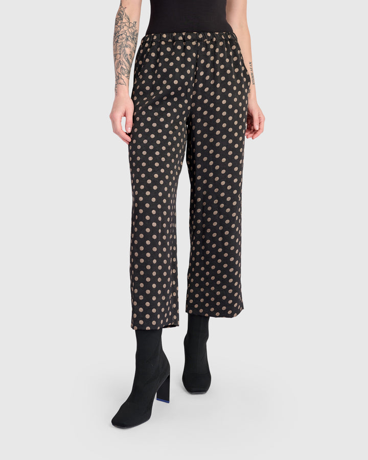Eclat Straight Pants, Black/Bronze Dots