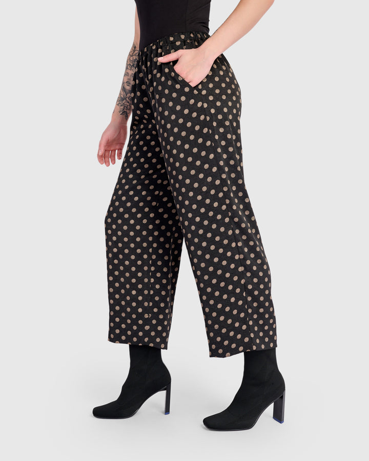 Eclat Straight Pants, Black/Bronze Dots