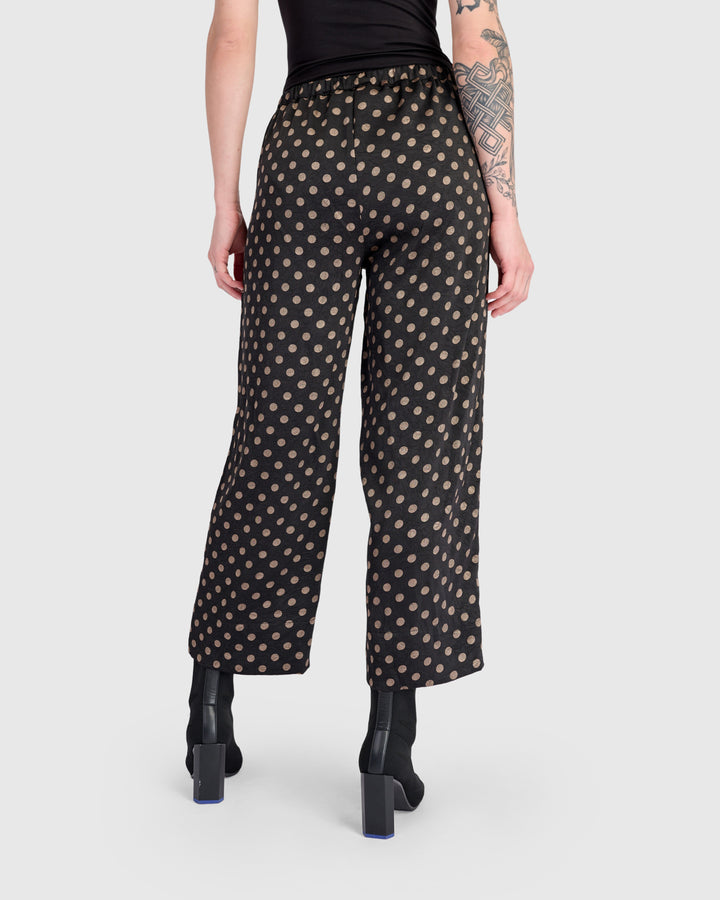 Eclat Straight Pants, Black/Bronze Dots