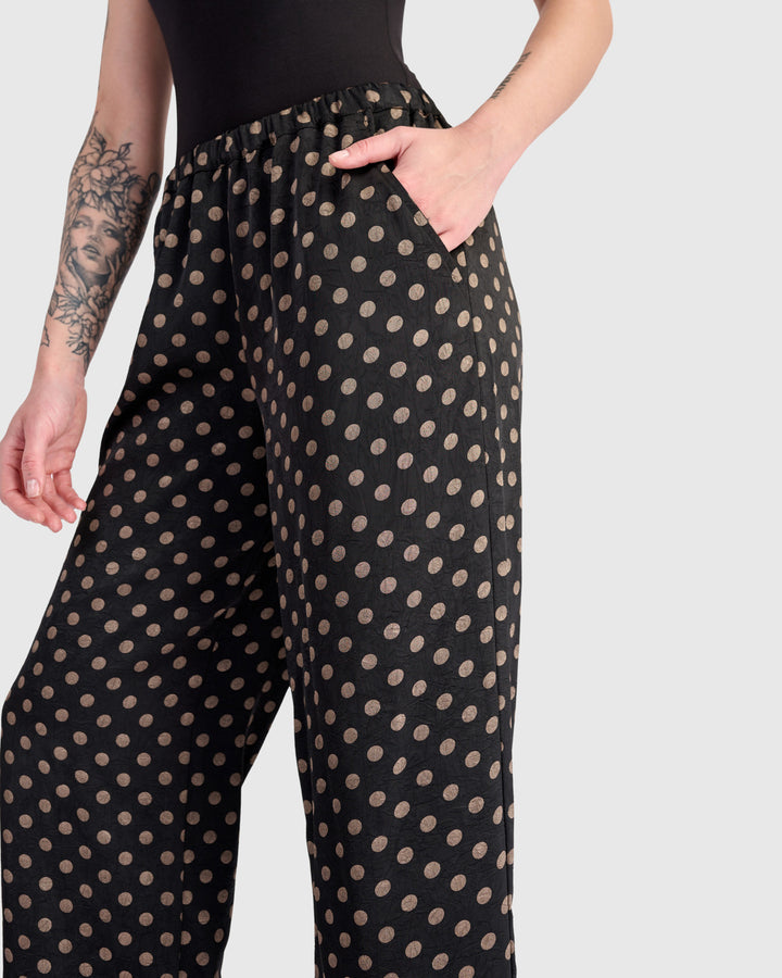 Eclat Straight Pants, Black/Bronze Dots