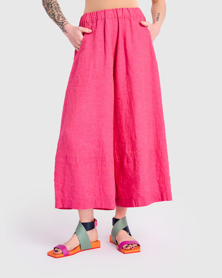 Linen Palazzo Pants, Flamingo