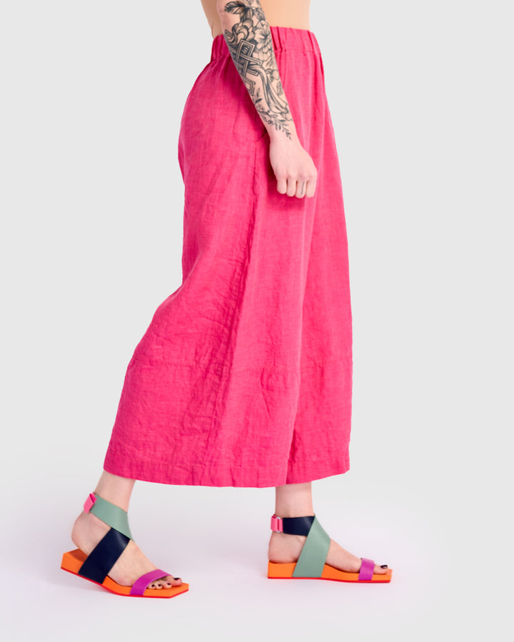 Linen Palazzo Pants, Flamingo