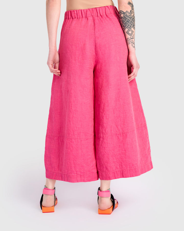 Linen Palazzo Pants, Flamingo