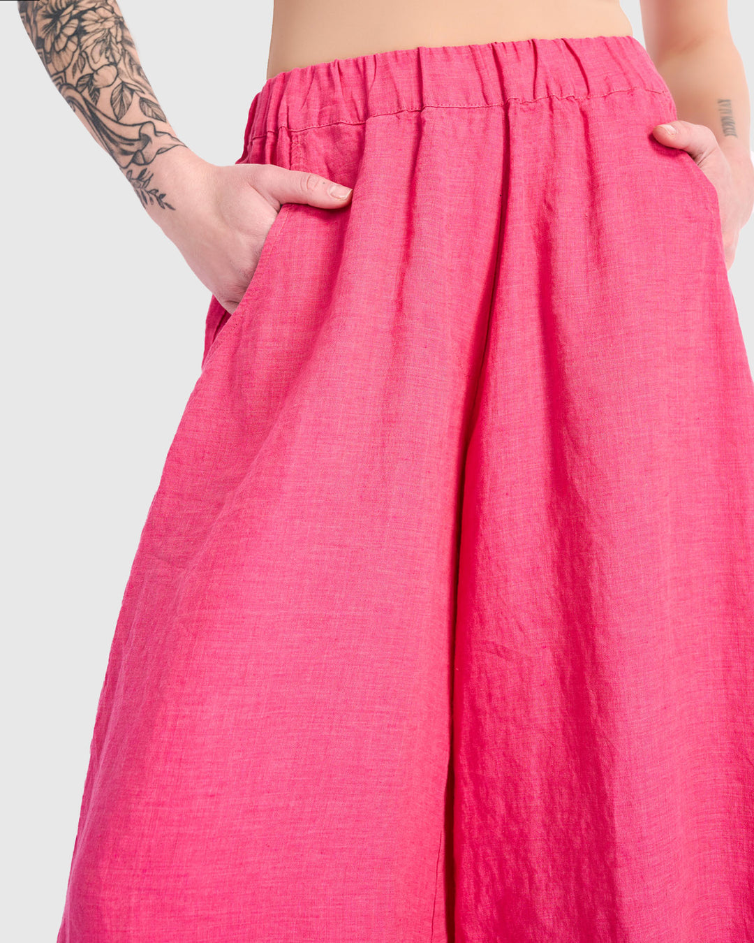 Linen Palazzo Pants, Flamingo