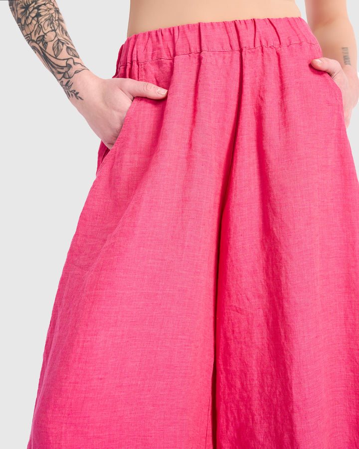 Linen Palazzo Pants, Flamingo