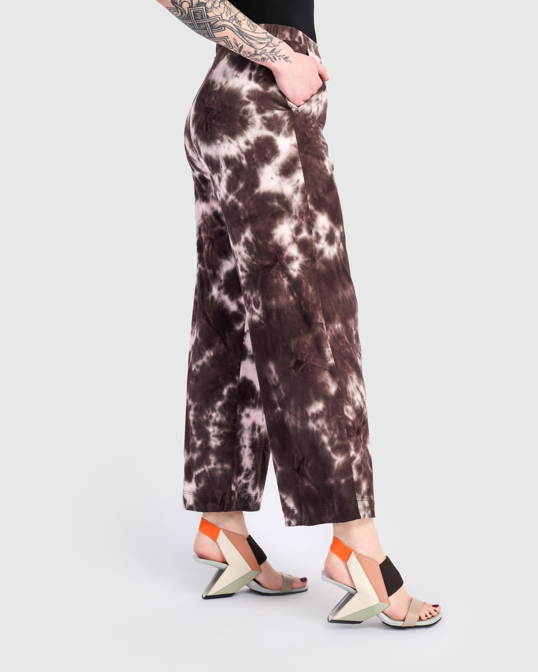 Lala Lounge Pants, Brown/Pink Tie Dye