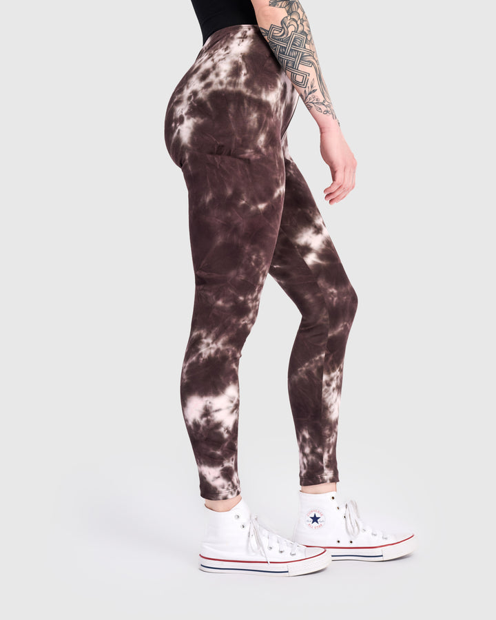 Mellow Leggings, Brown/Pink Tie Dye