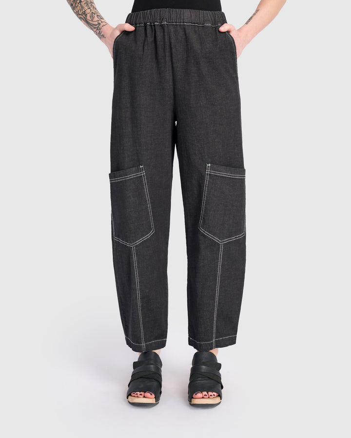 Papaya Relaxed Pants, Black Denim