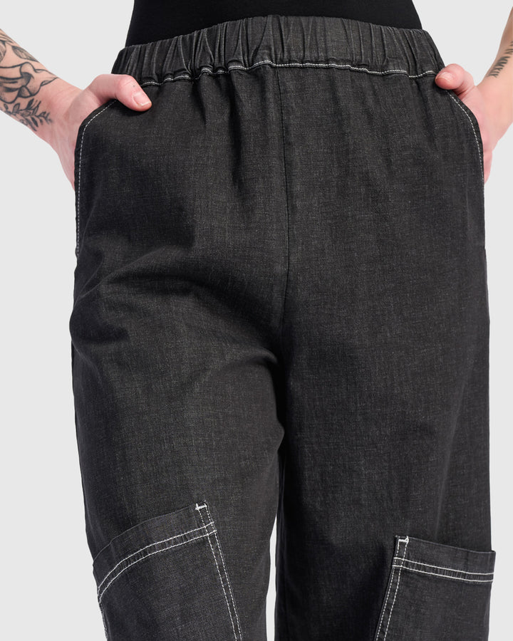 Papaya Relaxed Pants, Black Denim