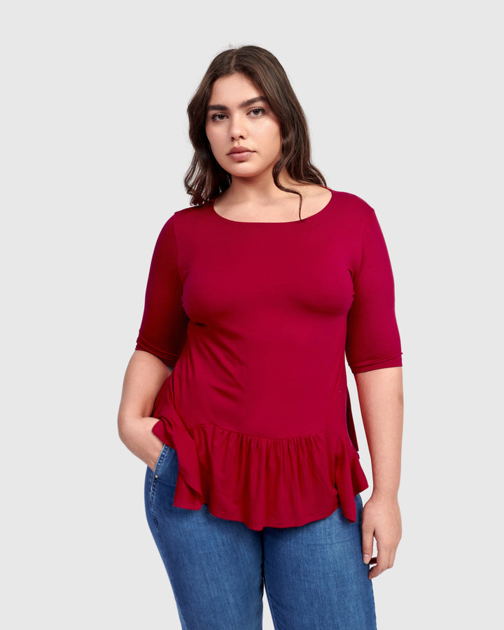Addison Flouncy Tee, Maroon