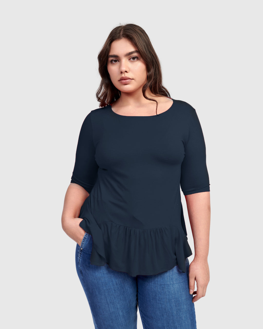 Addison Flouncy Tee, Navy