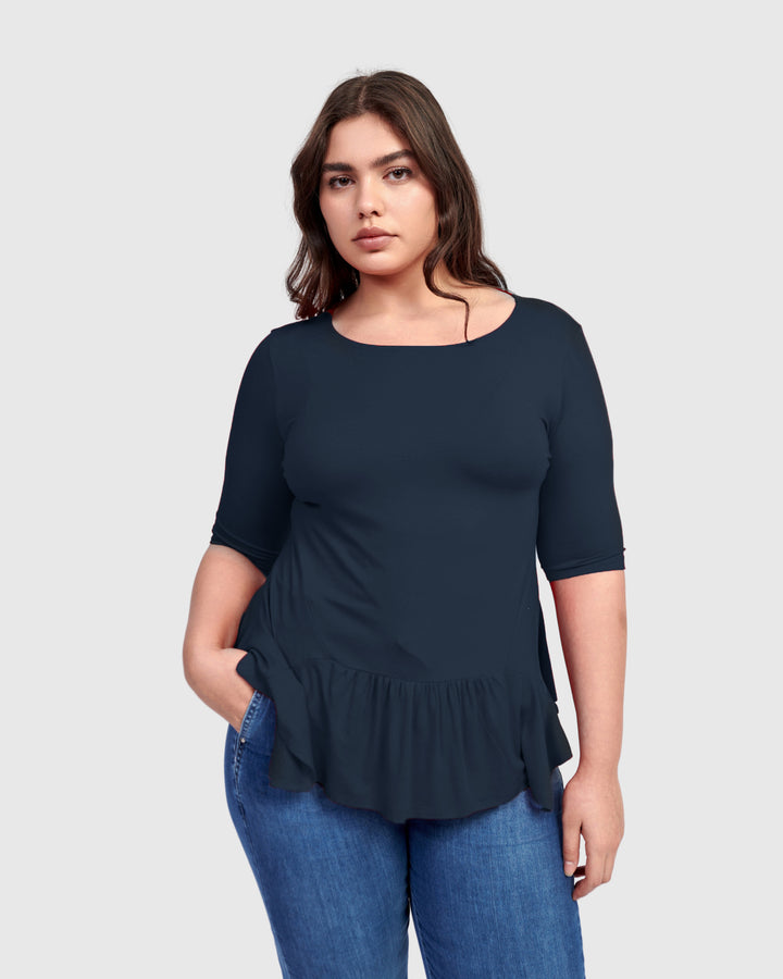Addison Flouncy Tee, Navy