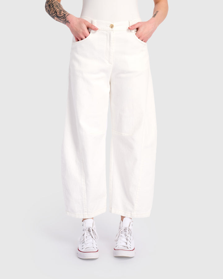 Go-To Barrel Pants, White