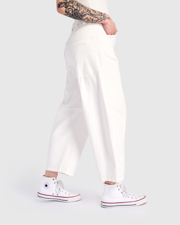 Go-To Barrel Pants, White