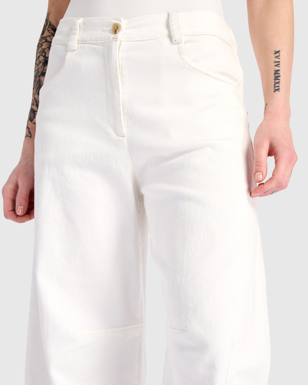 Go-To Barrel Pants, White