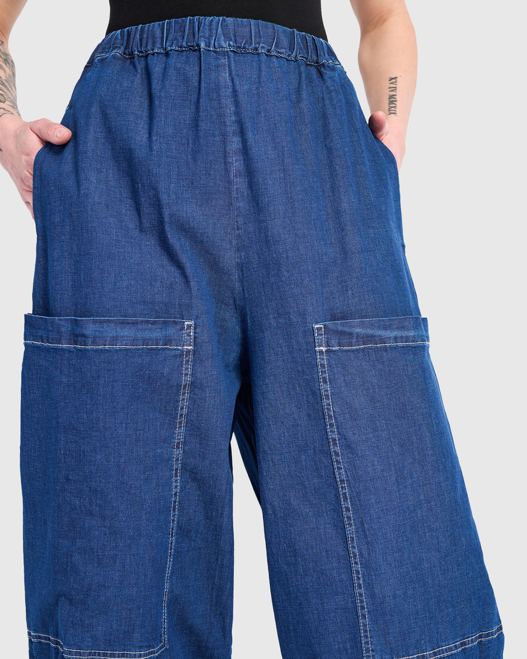 Bold Barrel Capri Pants, Denim