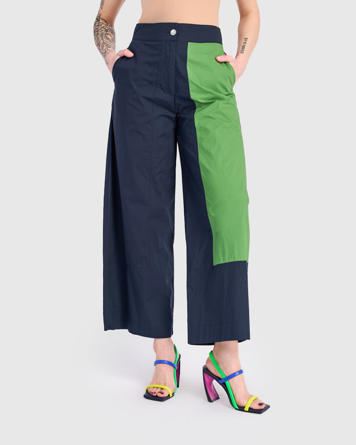 Cabana Wide Leg Pants, Navy Multi
