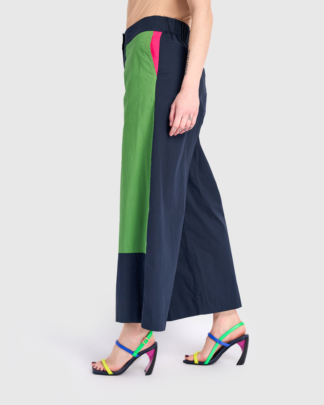 Cabana Wide Leg Pants, Navy Multi