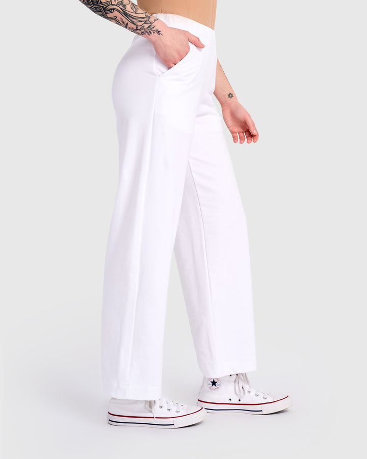 Essential Terry Straight Pants, White