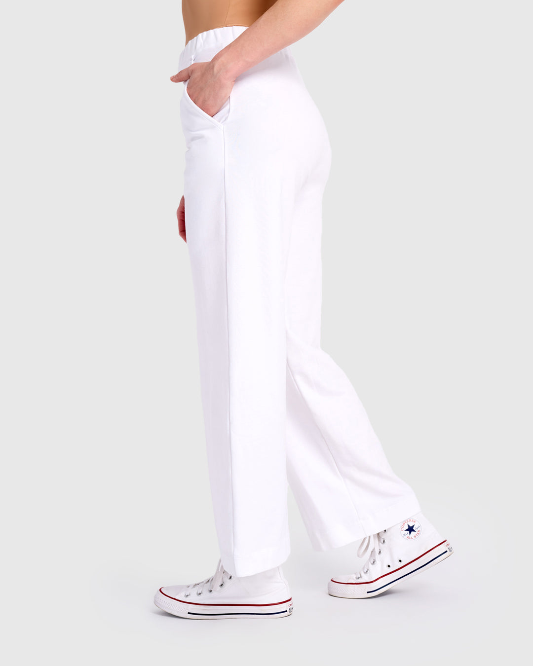 Essential Terry Straight Pants, White