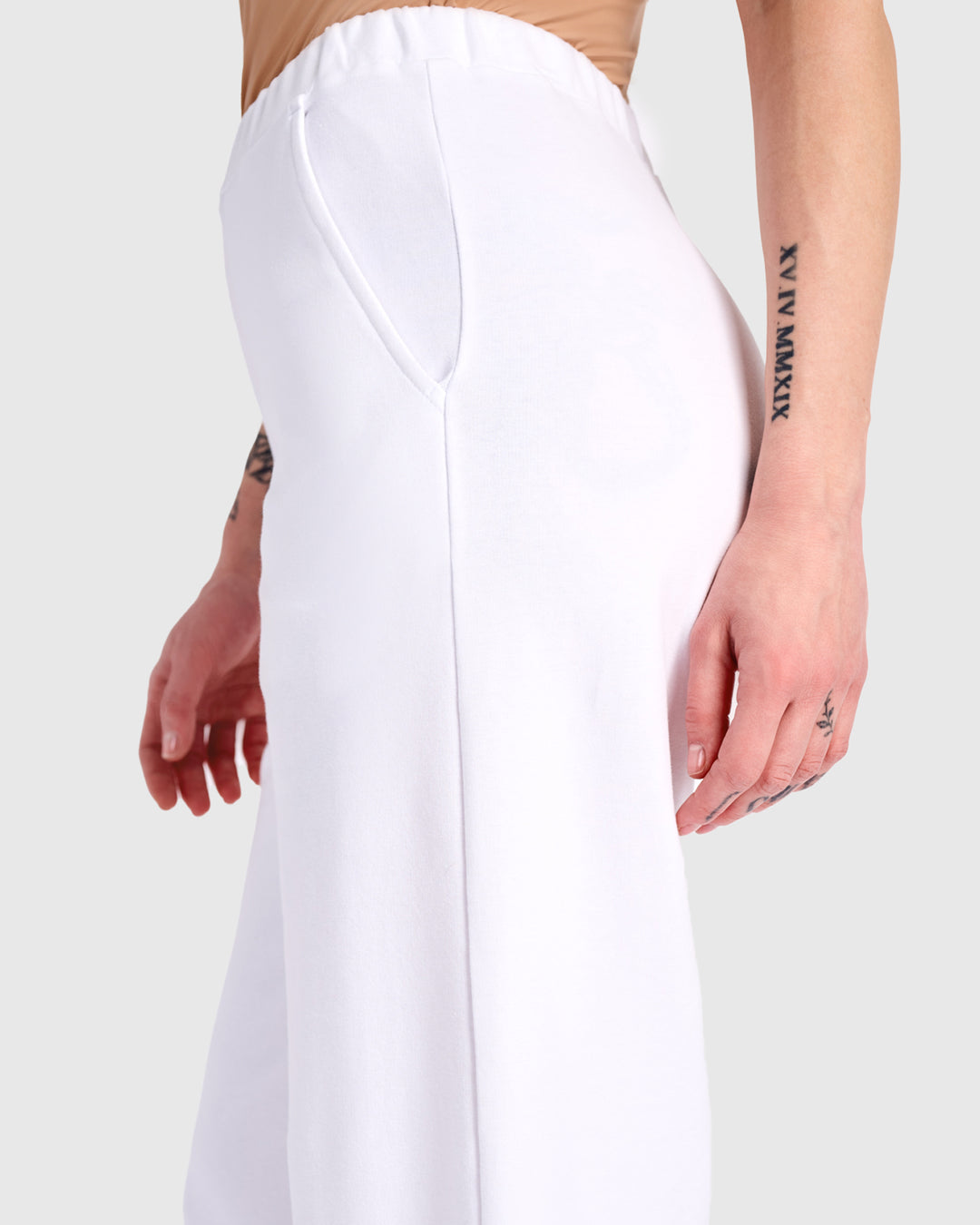 Essential Terry Straight Pants, White