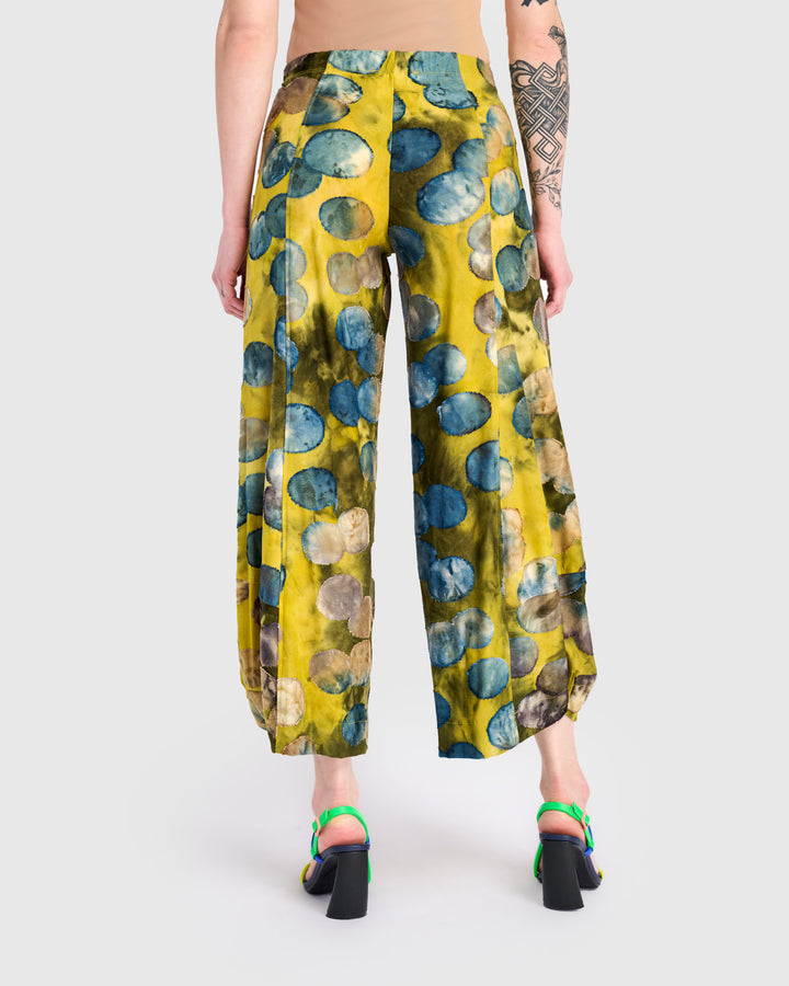 Lullaby Punto Pants, Gold/Ocean Dots